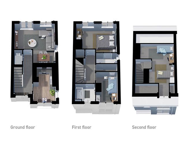 Floor plan, 3 bedroom house - artist's impression subject to change